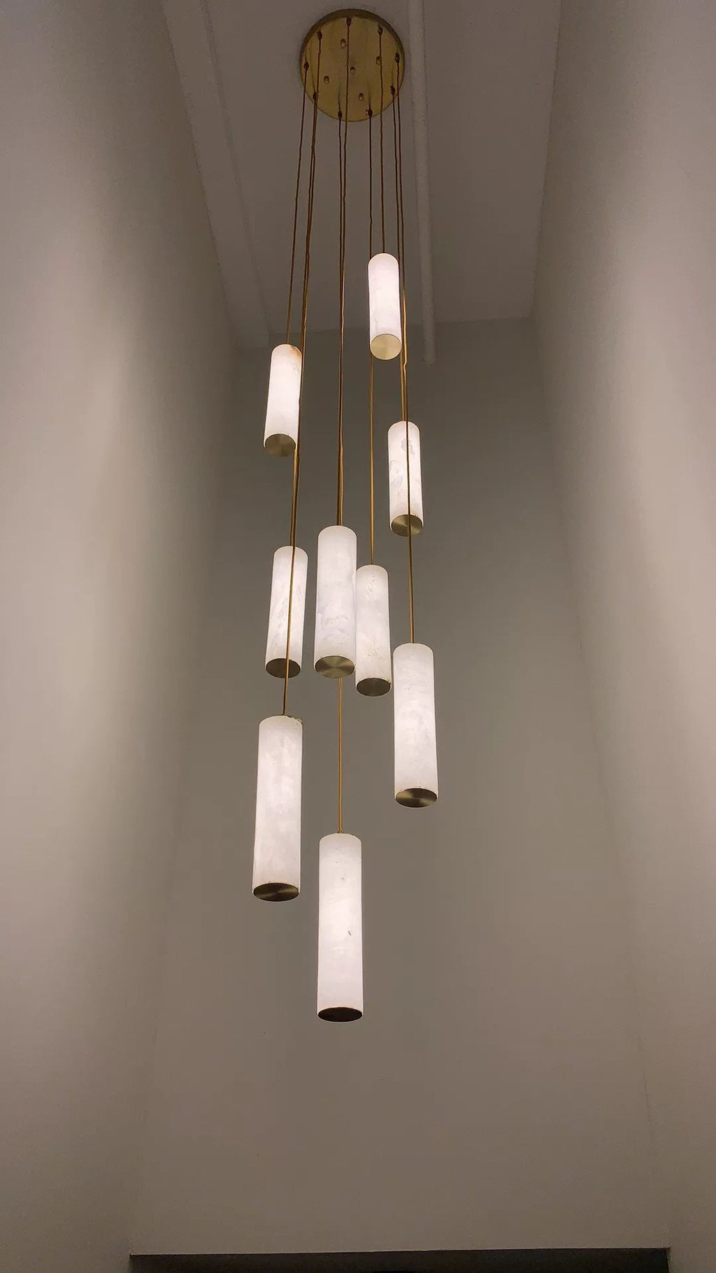 Darlen Alabaster Modern Staircase Chandelier real product photo view 07