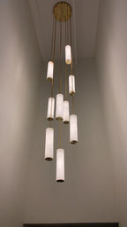 Darlen Alabaster Modern Staircase Chandelier real product photo view 07