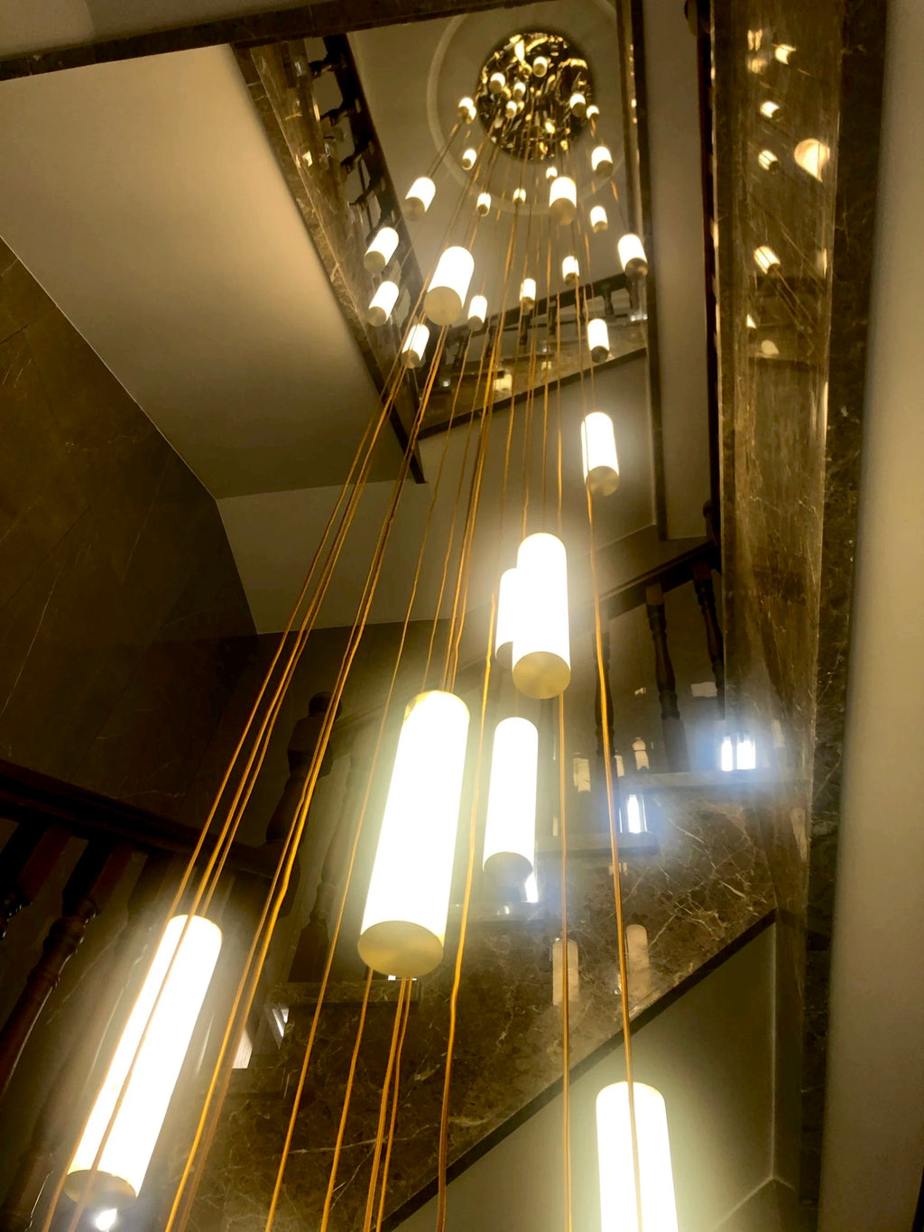 Darlen Alabaster Modern Staircase Chandelier real product photo view 08