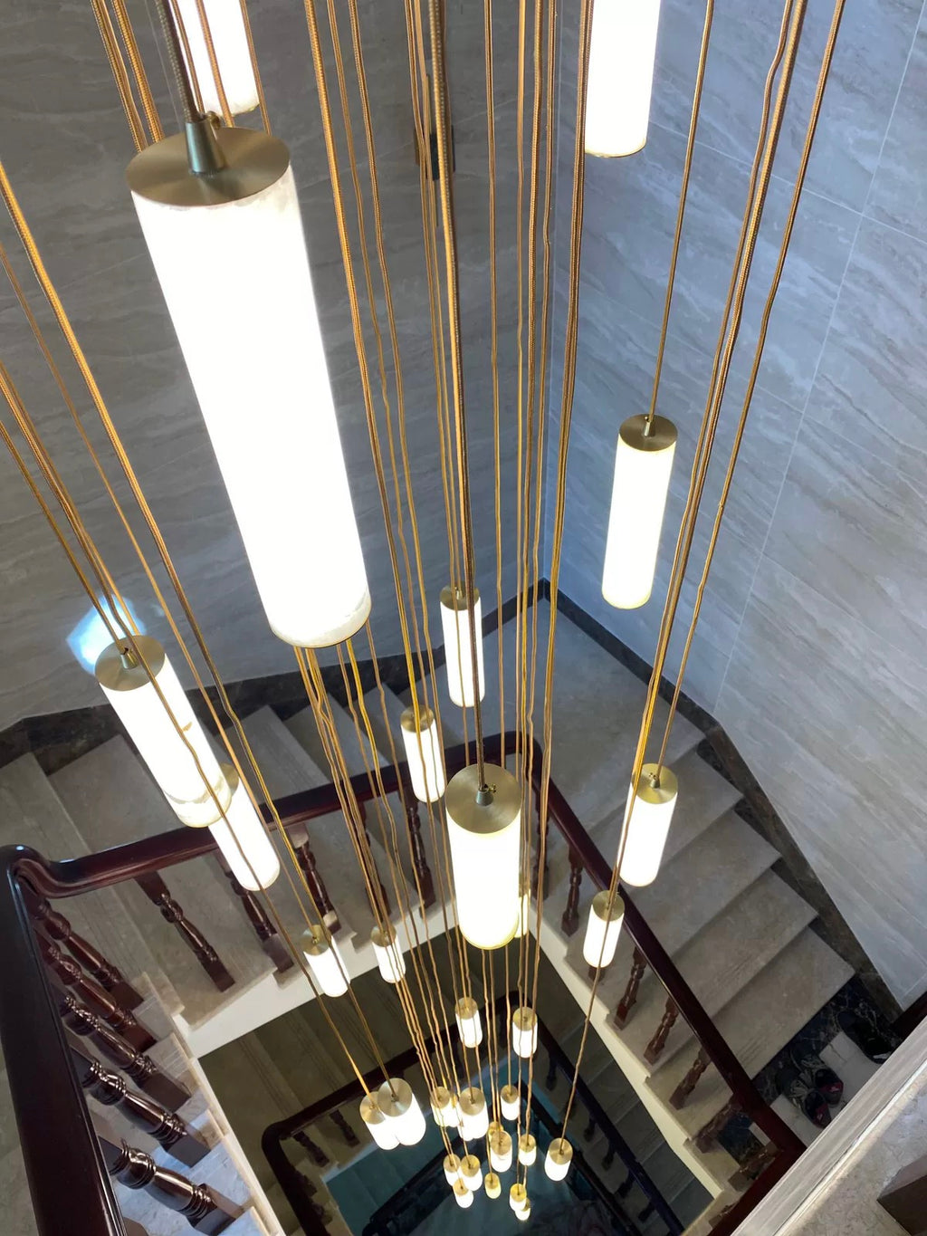 Darlen Alabaster Modern Staircase Chandelier real product photo view 10