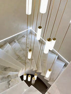 Darlen Alabaster Modern Staircase Chandelier real product photo view 11