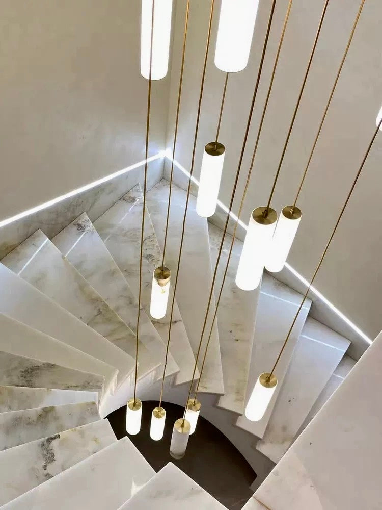 Darlen Alabaster Modern Staircase Chandelier real product photo view 11