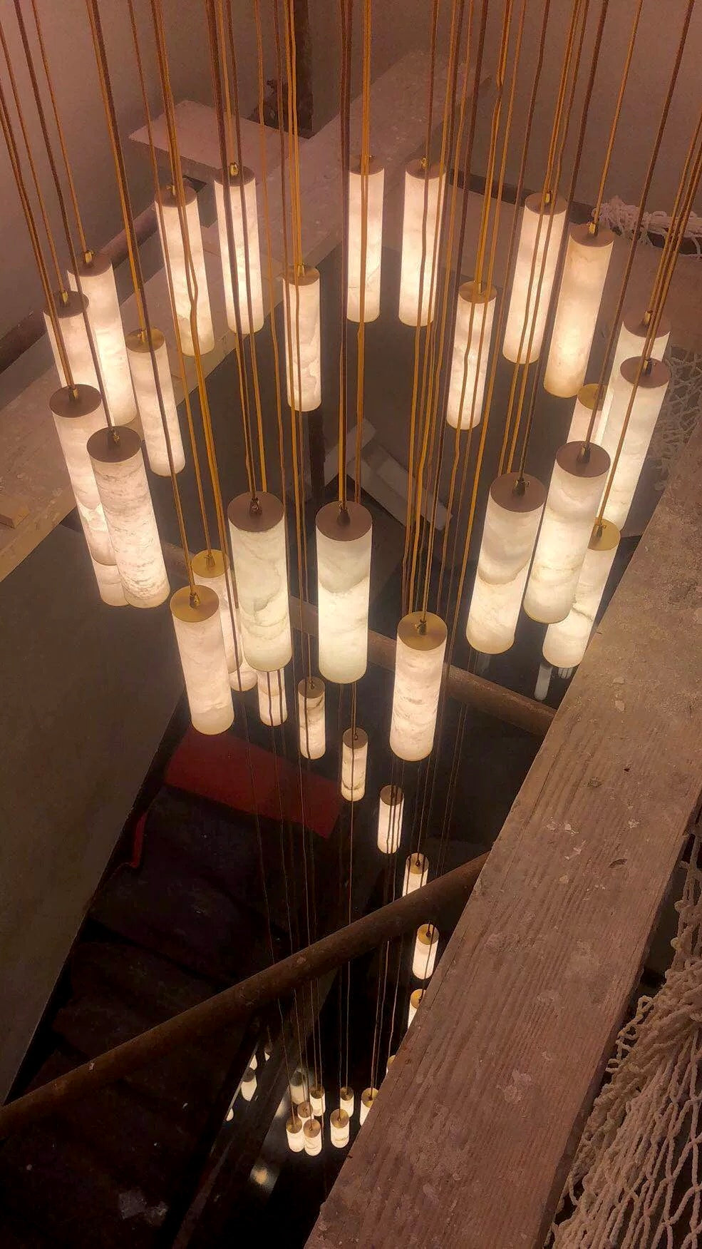 Darlen Alabaster Modern Staircase Chandelier real product photo view 12