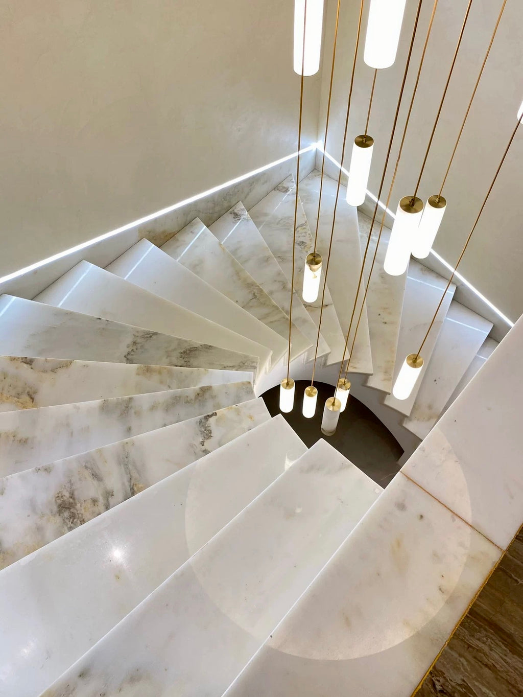 Darlen Alabaster Modern Staircase Chandelier real product photo view 13