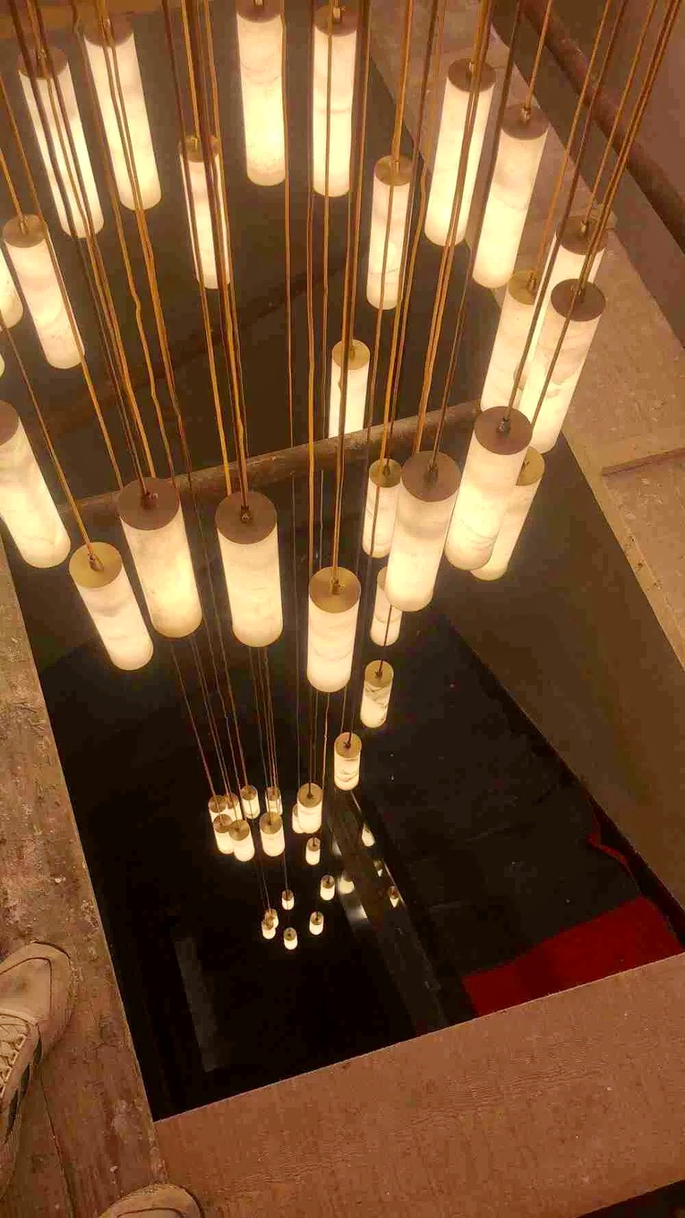 Darlen Alabaster Modern Staircase Chandelier real product photo view 14