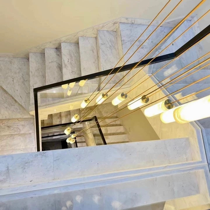 Darlen Alabaster Modern Staircase Chandelier real product photo view 17