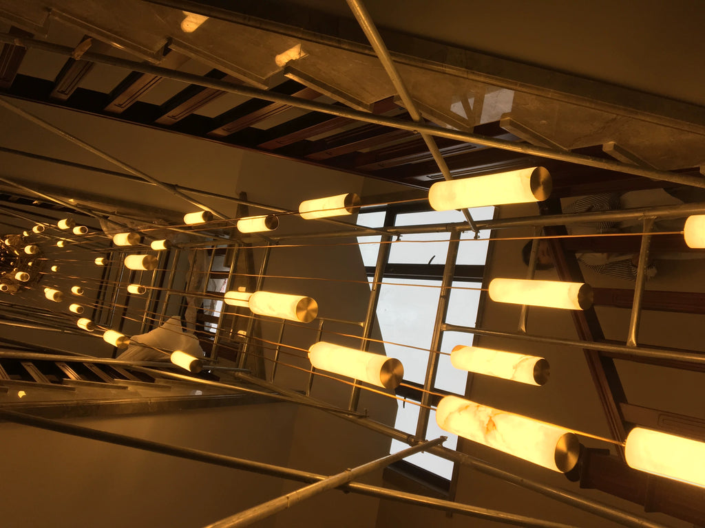 Darlen Alabaster Modern Staircase Chandelier real product photo view 18