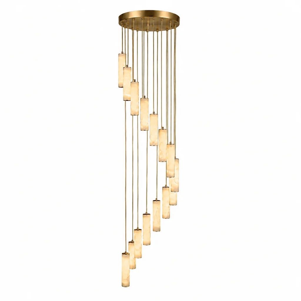 Darlen Alabaster Modern Staircase Chandelier size and detail view 11
