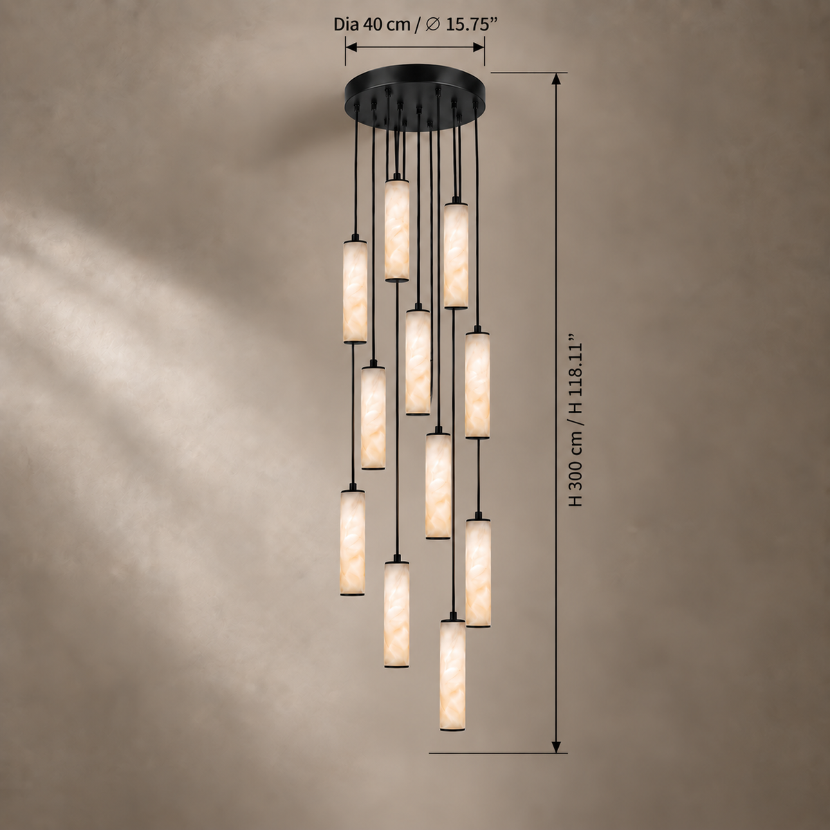 Darlen Alabaster Modern Staircase Chandelier in staircase interior view 08