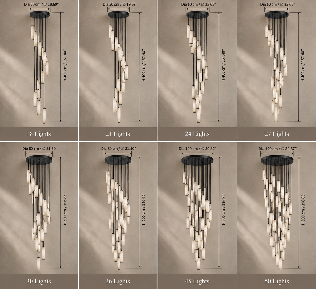 Darlen Alabaster Modern Staircase Chandelier in modern stairwell view 02