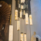 Darlen Alabaster Modern Staircase Chandelier slim alabaster tube light chandelier view