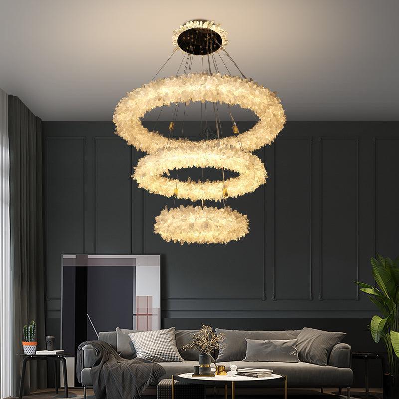 Derek Modern Rock Quartz Crystal Cluster Halo Chandelier chandelier in a tall interior