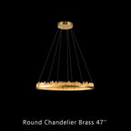 Designer 36 Inch Round Modern Chandelier Brass & Clear Geode Quartz Crystal Hanging Light product image