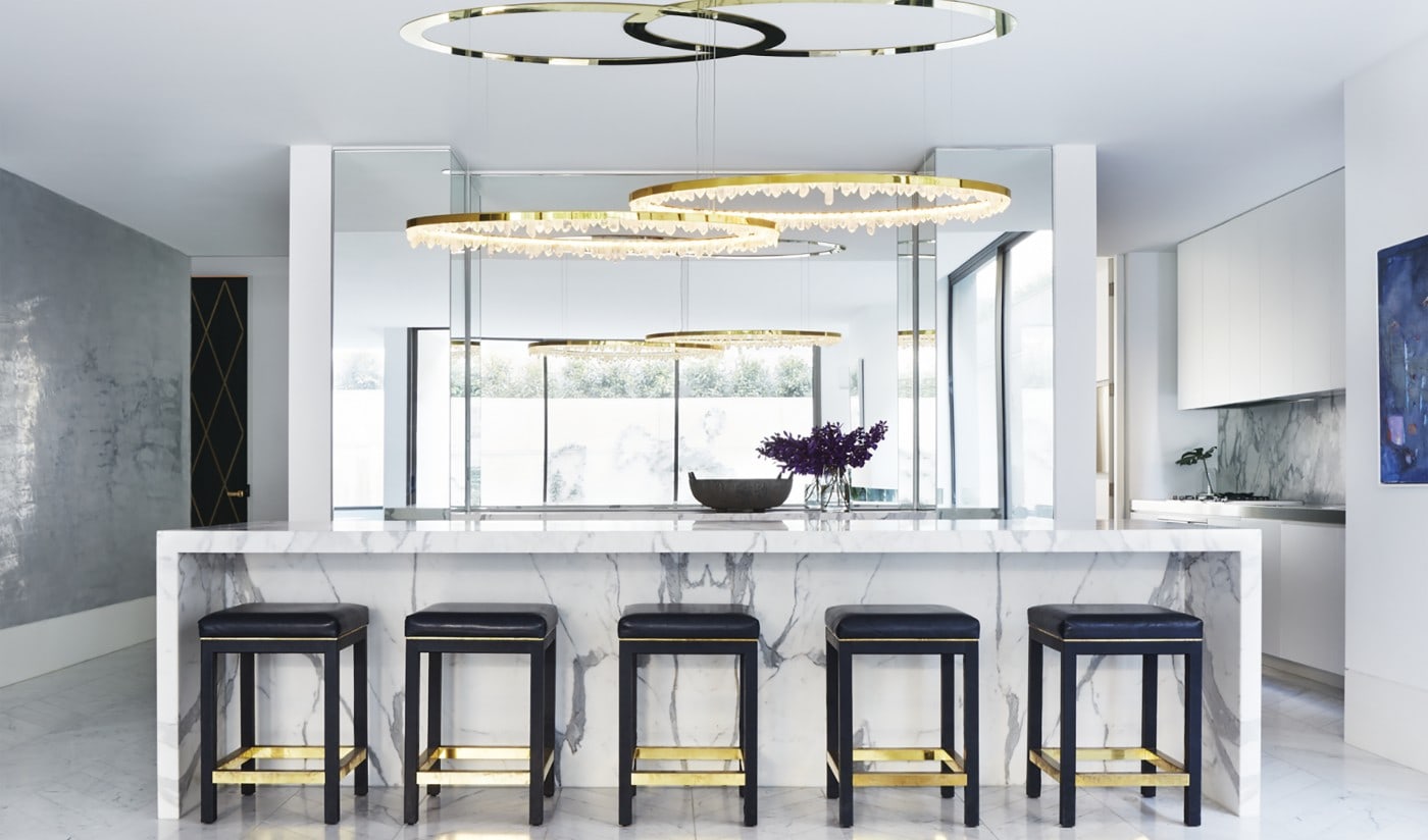 Designer 36 Inch Round Modern Chandelier Brass & Clear Geode Quartz Crystal Hanging Light product image