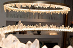 Designer 36 Inch Round Modern Chandelier Brass & Clear Geode Quartz Crystal Hanging Light product image