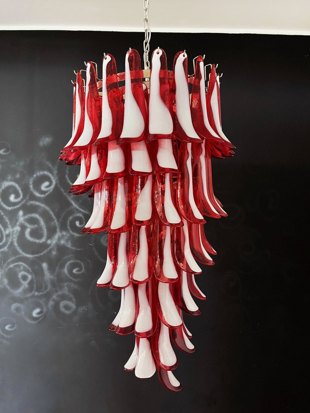 Designer Murano Red Petals Spiral Chandelier product image