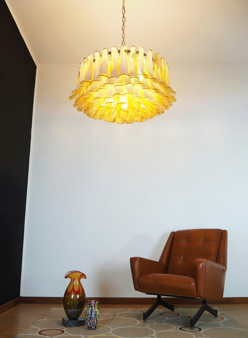Designer Petal Amber Murano Glass Chandelier product image