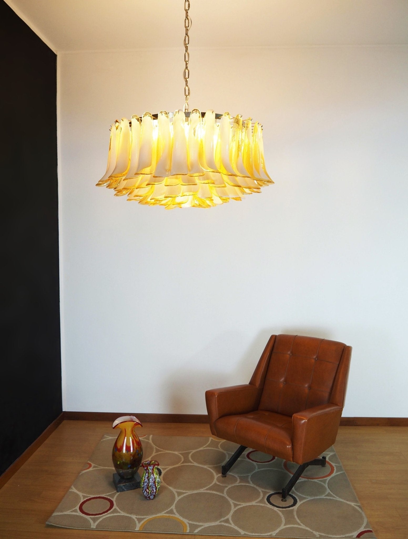 Designer Petal Amber Murano Glass Chandelier product image