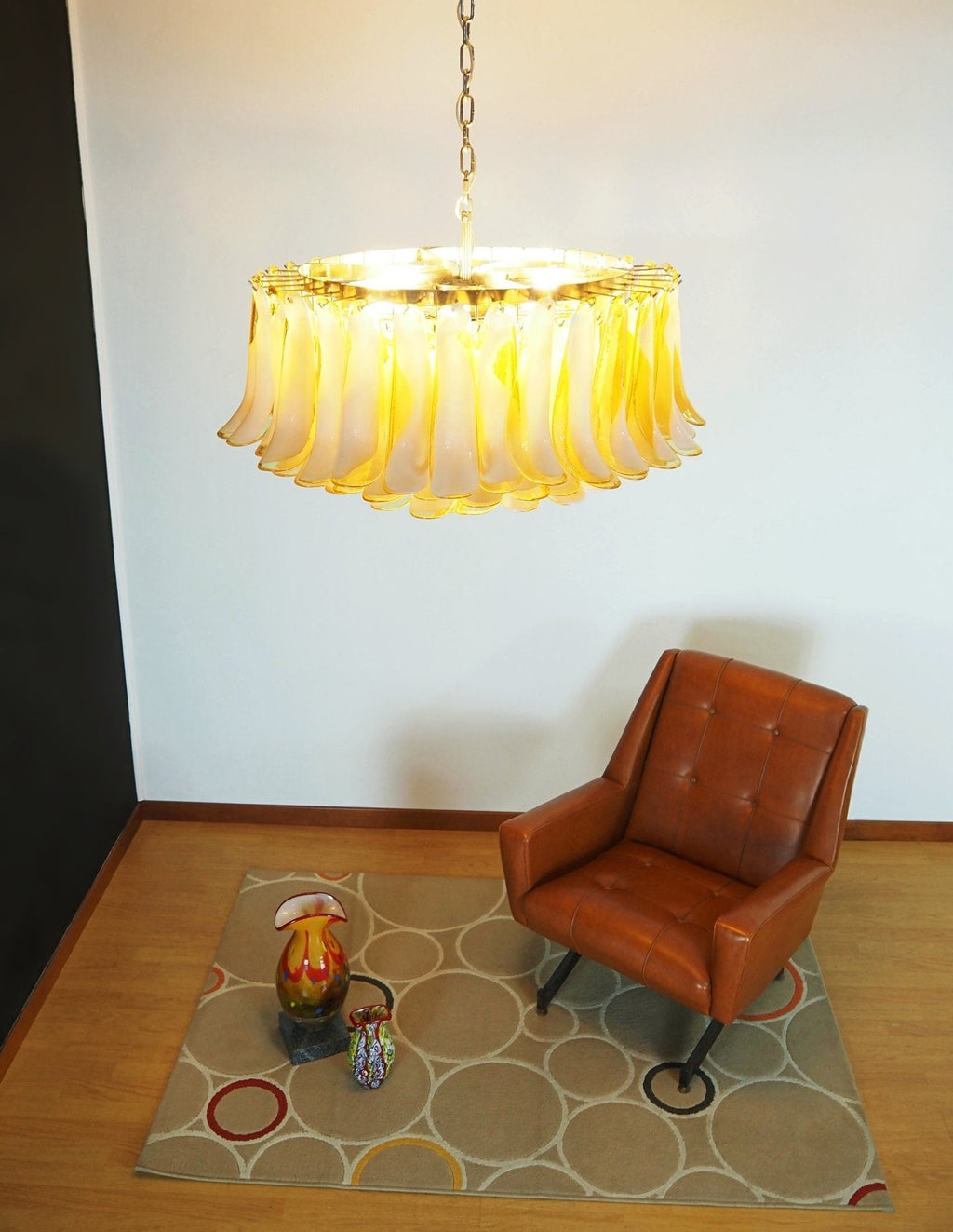 Designer Petal Amber Murano Glass Chandelier product image