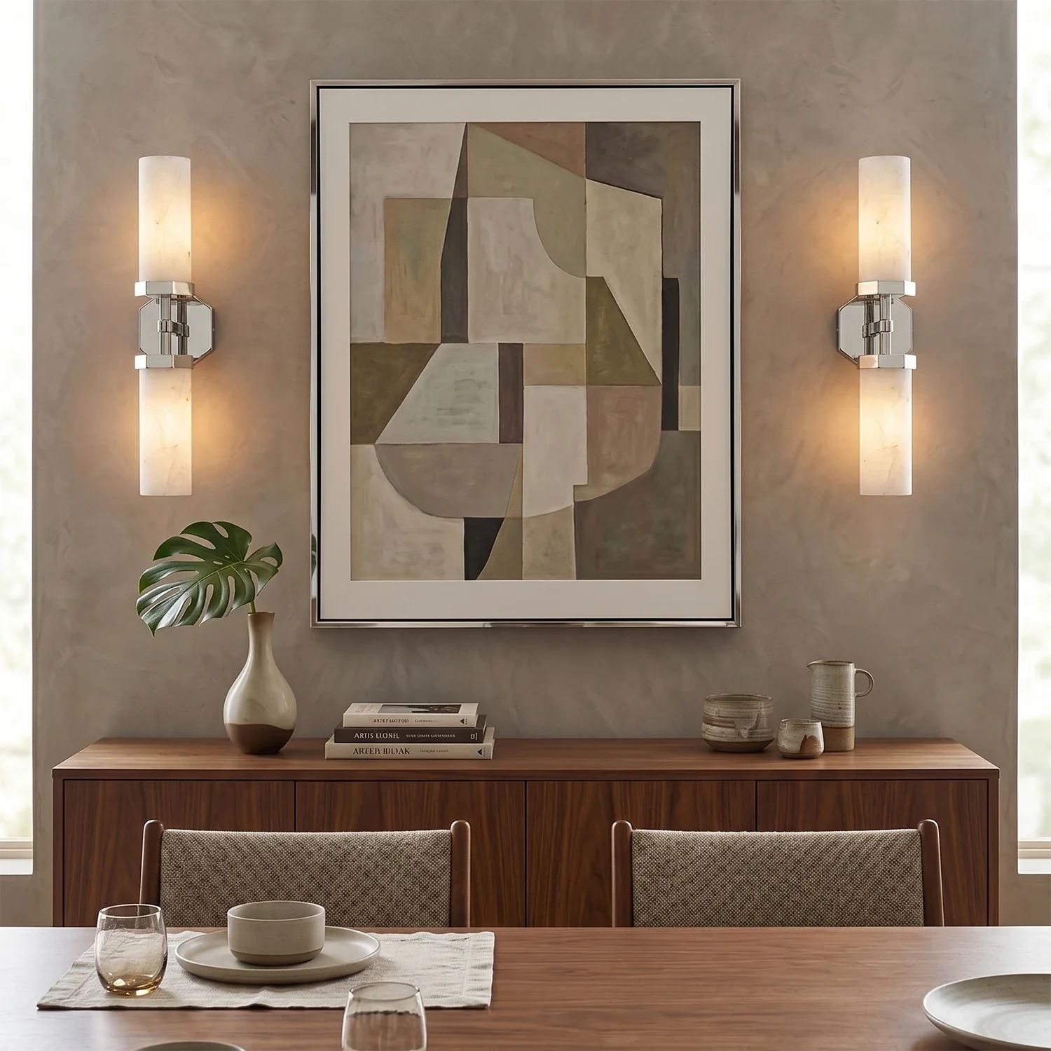 Double-Head Alabaster Wall Sconce by Bling Lighting Studio