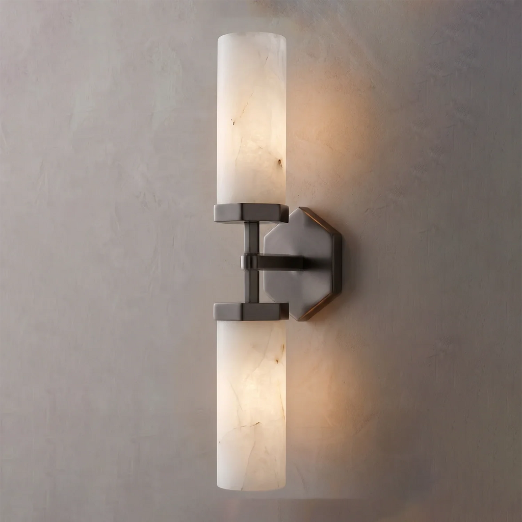 Double-Head Alabaster Wall Sconce by Bling Lighting Studio