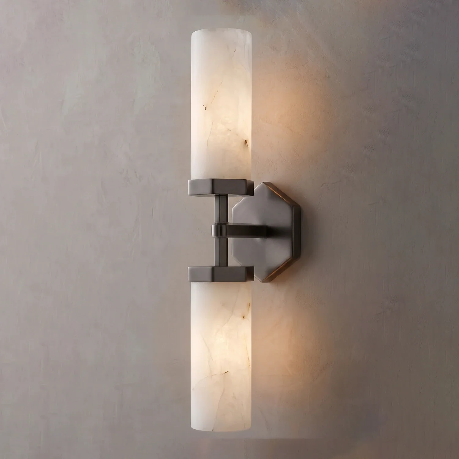 Double-Head Alabaster Wall Sconce by Bling Lighting Studio