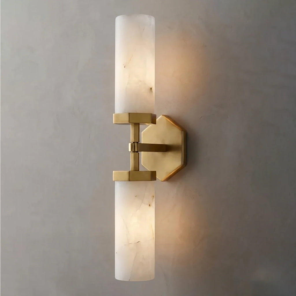 Double-Head Alabaster Wall Sconce by Bling Lighting Studio