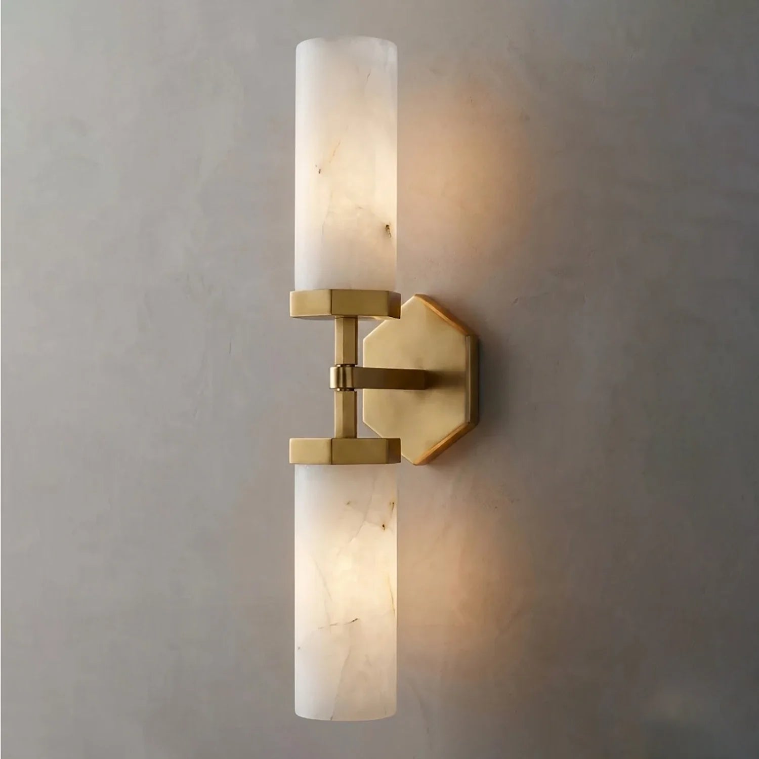 Double-Head Alabaster Wall Sconce by Bling Lighting Studio