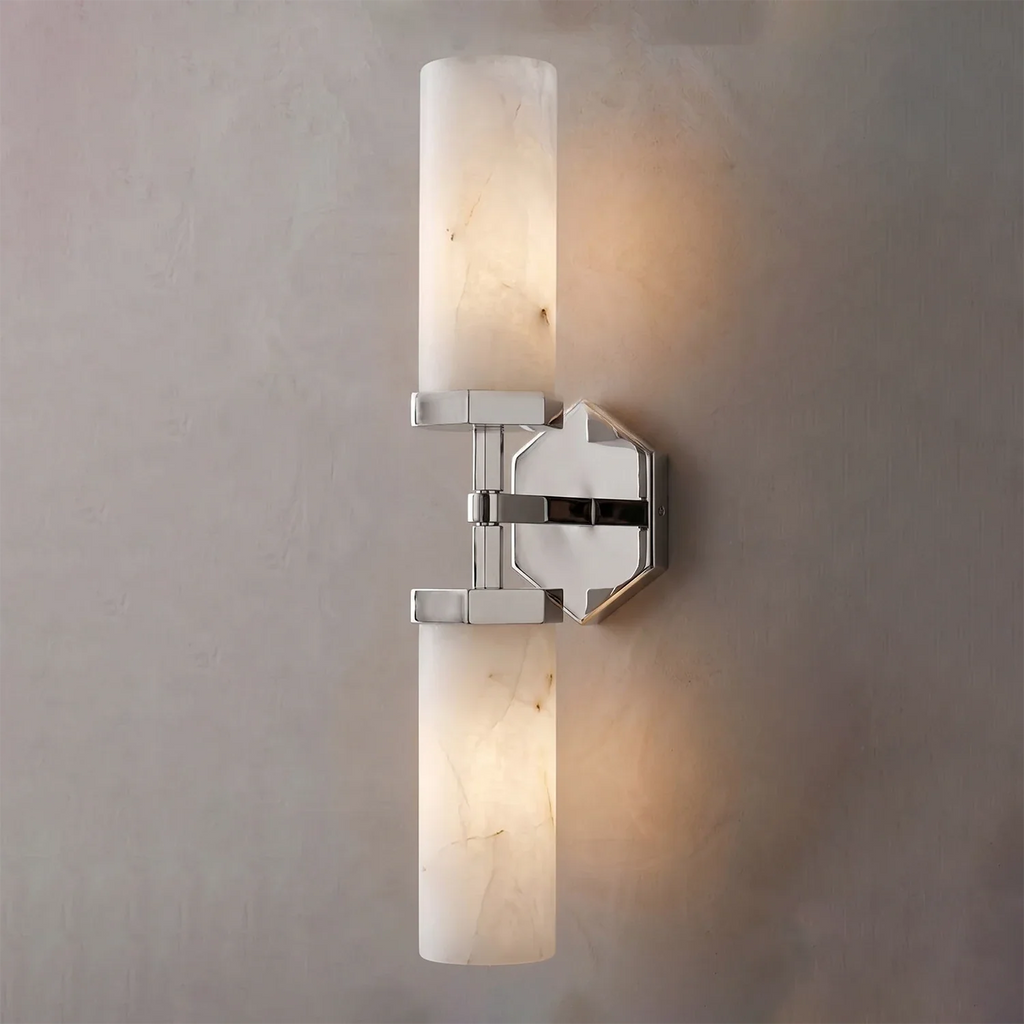 Double-Head Alabaster Wall Sconce by Bling Lighting Studio