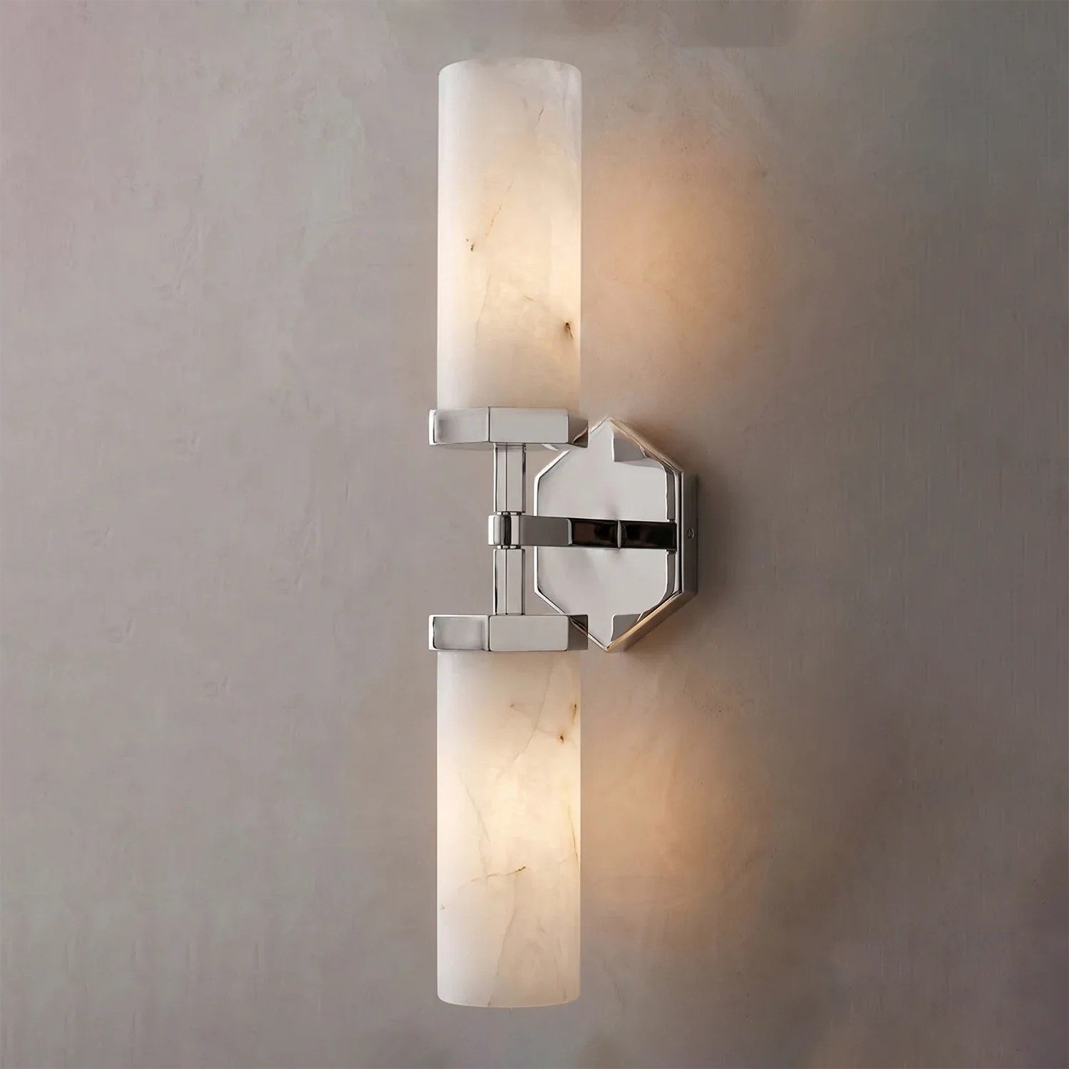 Double-Head Alabaster Wall Sconce by Bling Lighting Studio