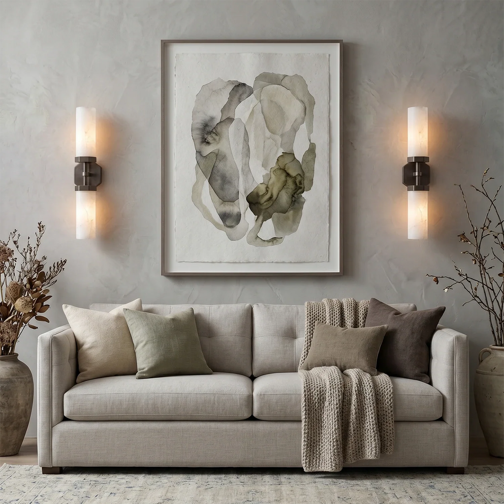 Double-Head Alabaster Wall Sconce by Bling Lighting Studio