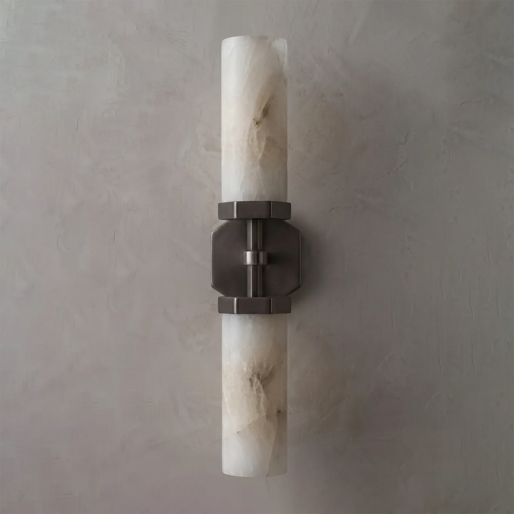 Double-Head Alabaster Wall Sconce by Bling Lighting Studio