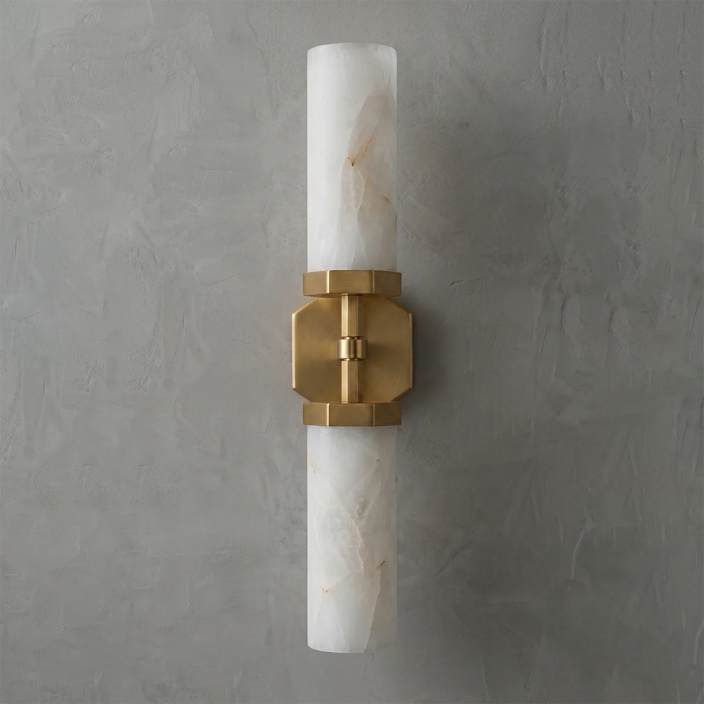 Double-Head Alabaster Wall Sconce by Bling Lighting Studio