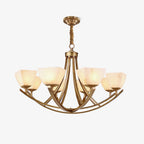 Dover Brass Chandelier with Alabaster Shades, product view 1