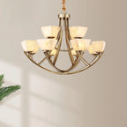 Dover Brass Chandelier with Alabaster Shades, product view 2