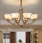 Dover Brass Chandelier with Alabaster Shades, product view 4
