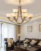 Dover Brass Chandelier with Alabaster Shades, product view 5