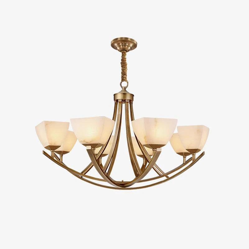 Dover Brass Chandelier with Alabaster Shades, product view 7
