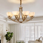 Dover Brass Chandelier with Alabaster Shades, product view 8