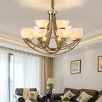Dover Brass Chandelier with Alabaster Shades, product view 9