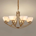Dover Brass Chandelier with Alabaster Shades, product view 12