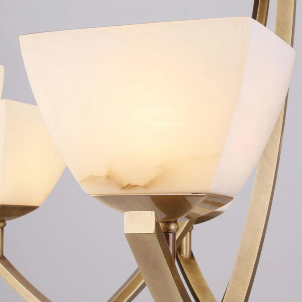Dover Brass Chandelier with Alabaster Shades, product view 15