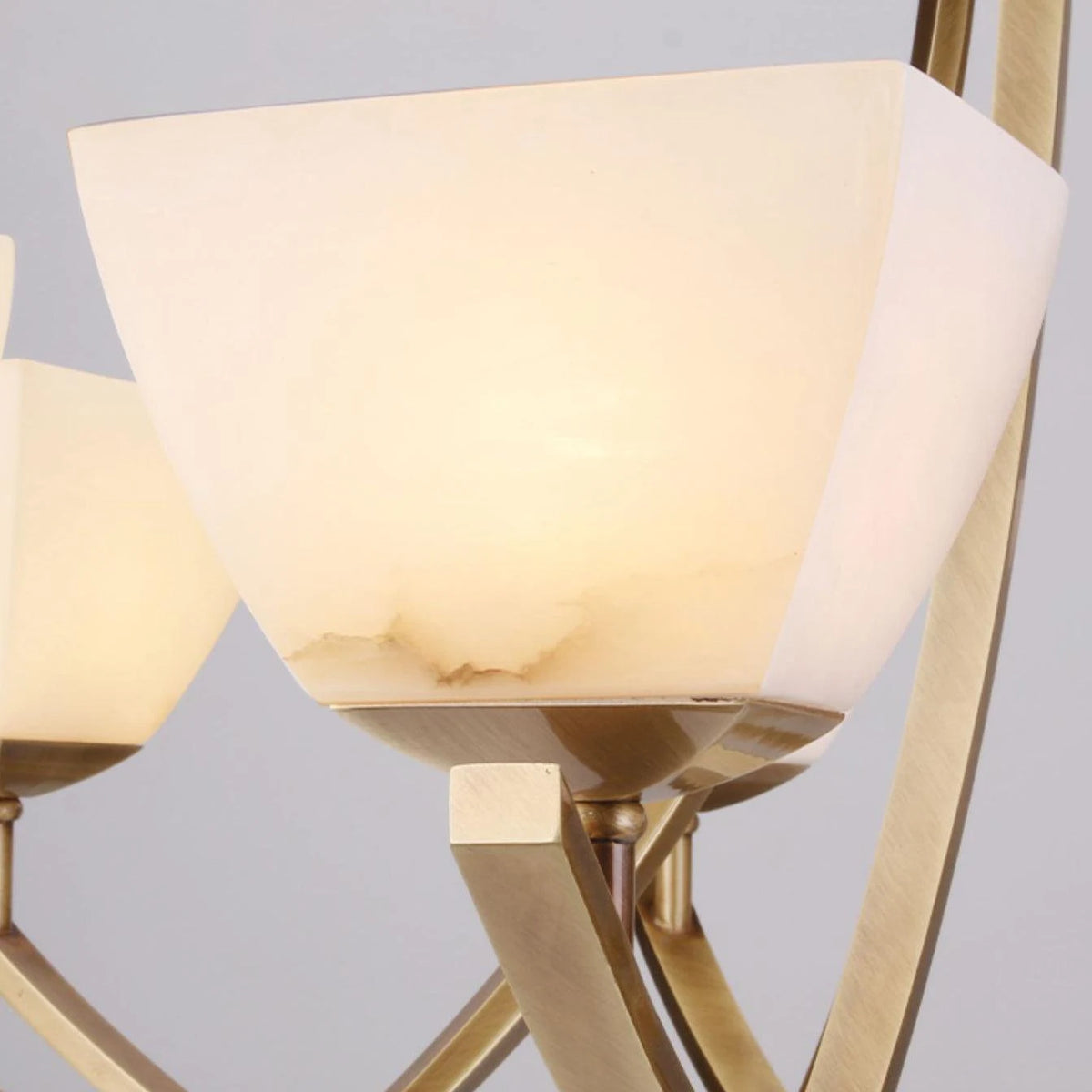 Dover Brass Chandelier with Alabaster Shades, product view 15