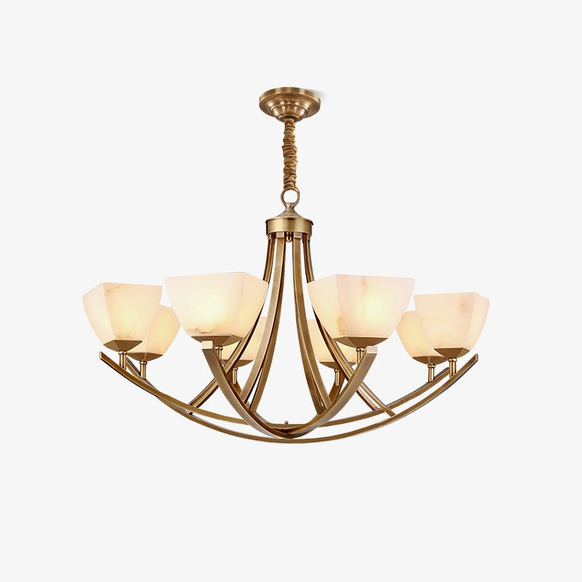Dover Brass Chandelier with Alabaster Shades, product view 17