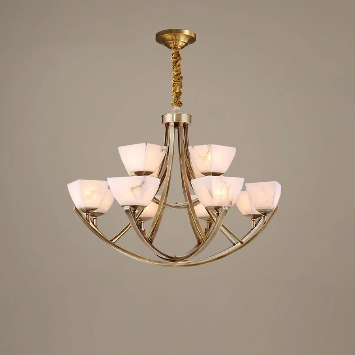 Dover Brass Chandelier with Alabaster Shades, product view 19