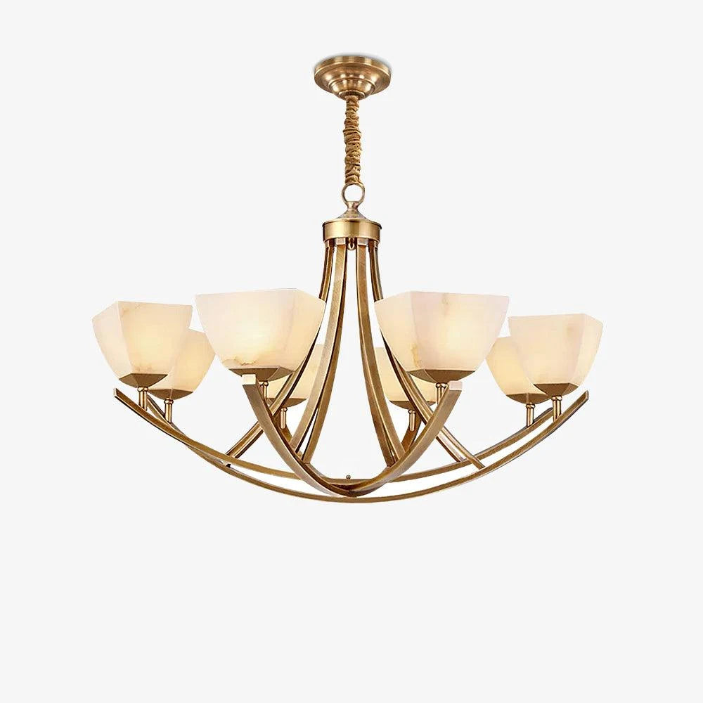 Dover Brass Chandelier with Alabaster Shades, product view 22