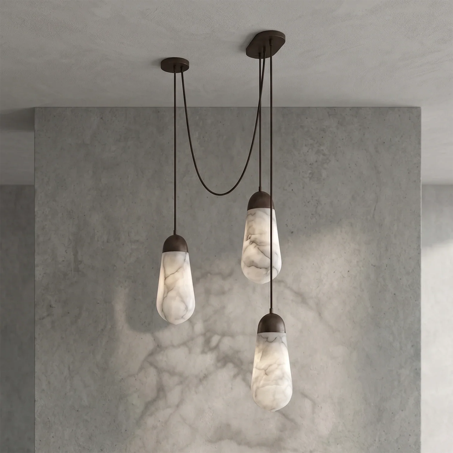 Droplet Natural Alabaster Multi-Chandelier by Bling Lighting Studio