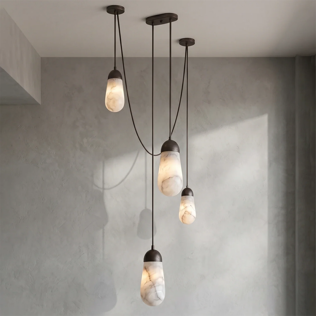 Droplet Natural Alabaster Multi-Chandelier by Bling Lighting Studio