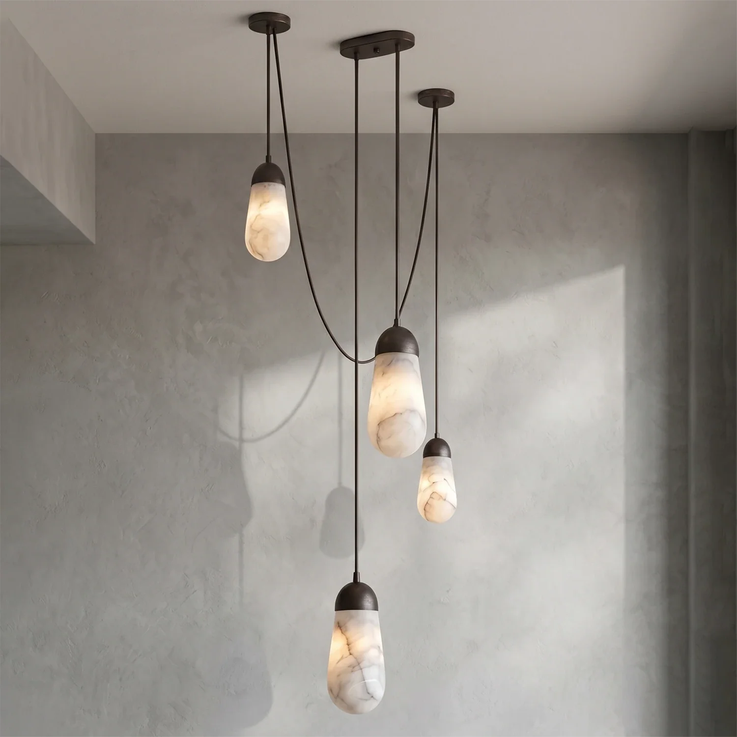 Droplet Natural Alabaster Multi-Chandelier by Bling Lighting Studio