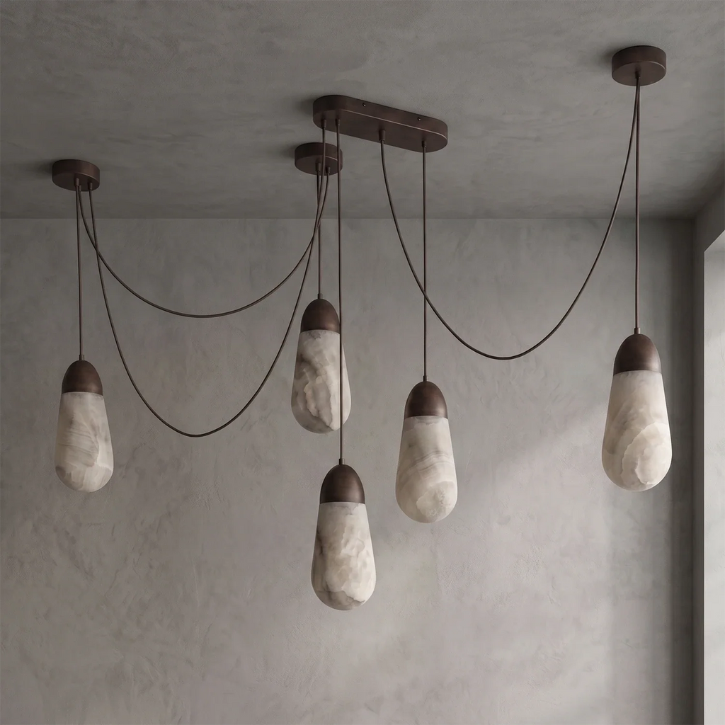 Droplet Natural Alabaster Multi-Chandelier by Bling Lighting Studio